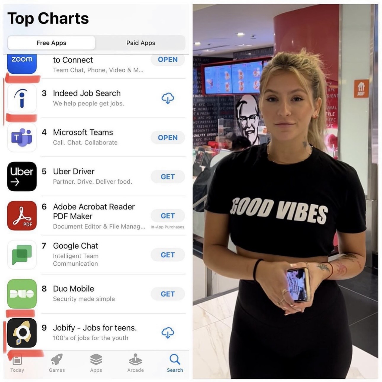 Jobify ranked in the App Store Top Charts